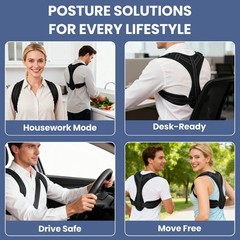 Posture Corrector for Men and Women, Adjustable Back Brace X-Large, Black