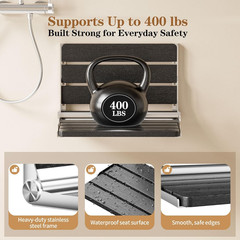 Wall-Mounted Folding Shower Seat, 15″ Space-Saving Chair for 400 lbs Capacity