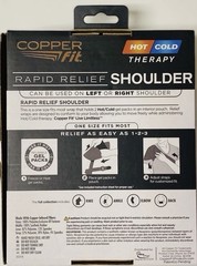 Copper Fit Rapid Relief Shoulder Hot or Cold Therapy Adjustable w/ 2 Gel Packs