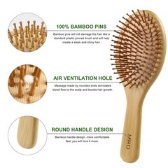 Mrd Hair Brush Set Natural Bamboo Comb Paddle Detangling Hairbrush Wide-Tooth