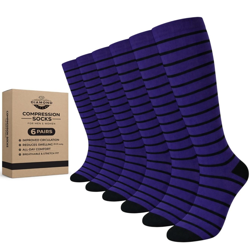 6 Pairs Men & Women Compression Socks Fit Knee High Support Running Travel