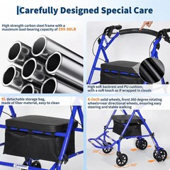 Garvee Lightweight 2-in-1 Rollator Walker & Wheelchair for Adults & Seniors 6″ w