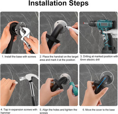2 Pack Bathroom Grab Bar, supregear 12 Inch Length Black Shower Safety Grab Bar
