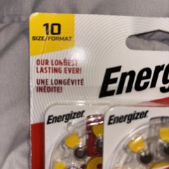 Energizer Hearing Aid Batteries Size 10 Yellow Tab 24 Pack BRAND NEW