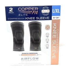 Copper Fit Elite Air Knee Sleeve 2-pack, AIR Flow Stays Dry, Cool Lightweight