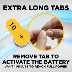 Powermax Size 10 Hearing Aid Batteries 180 Count Long-Lasting Battery Pack Yello