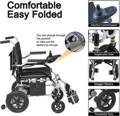 Electric Wheelchair37.5lbs Lightweight Foldable Weight Capacity265lbs Dual Motor