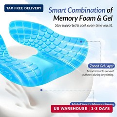 ZIKEE Pioneering Gel Seat Cushion for Sitting Without Stuffiness, Ergonomic Memo