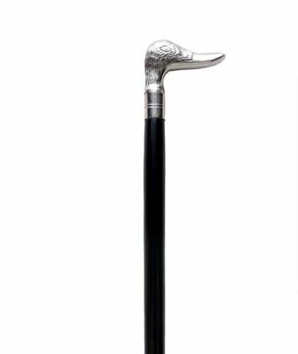 Handmade Duck Chrome Wood Walking Cane Stick Designer Brass Handle 37“ style