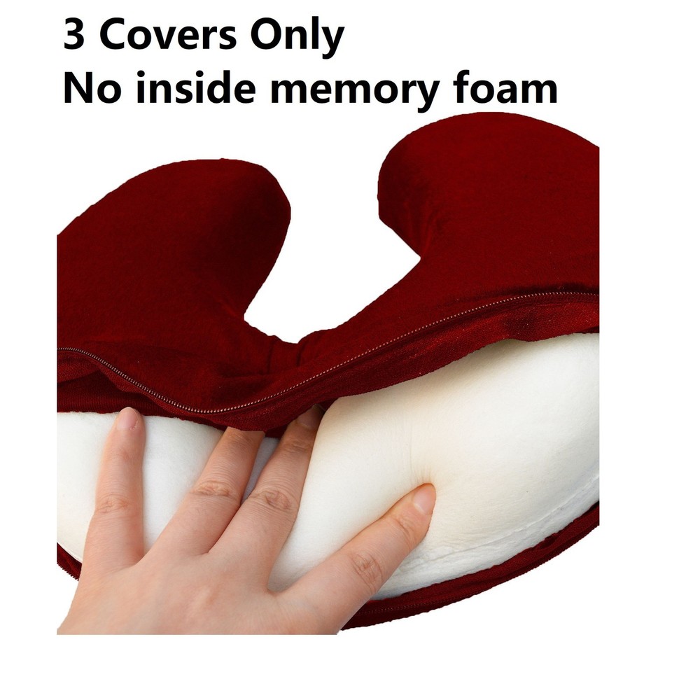 3 Burgundy Washable Velvet Cover 4 Bookishbunny U Shape Memory Foam Cover Only