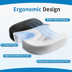 Memory Foam Seat Cushion for Office Chair & Car – Tailbone, Sciatica & Coccyx Pa