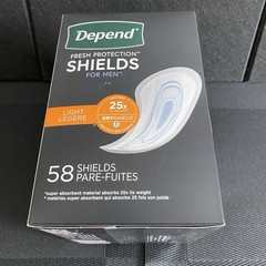 Depend Fresh Protection Shields for Men Light Absorbency 58 Shields New In Box