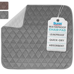 Sures Waterproof Chair Pads for Incontinence (22″ x 21″) – 1 Pack, Gray