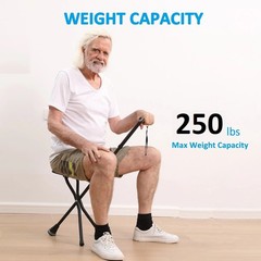 Folding Walking Cane with Tripod Chair Seat Stool Heavy Duty Adjustable Portable
