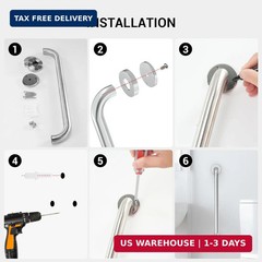 16 Inch Grab Bars for Bathtubs and Showers Brushed Nickel, Safety Shower Grab Ba