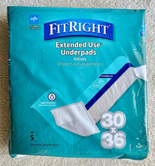 Fitright Extended-Use Super Absorbent Underpads, 30″ X 36″, 2 Packages of 5