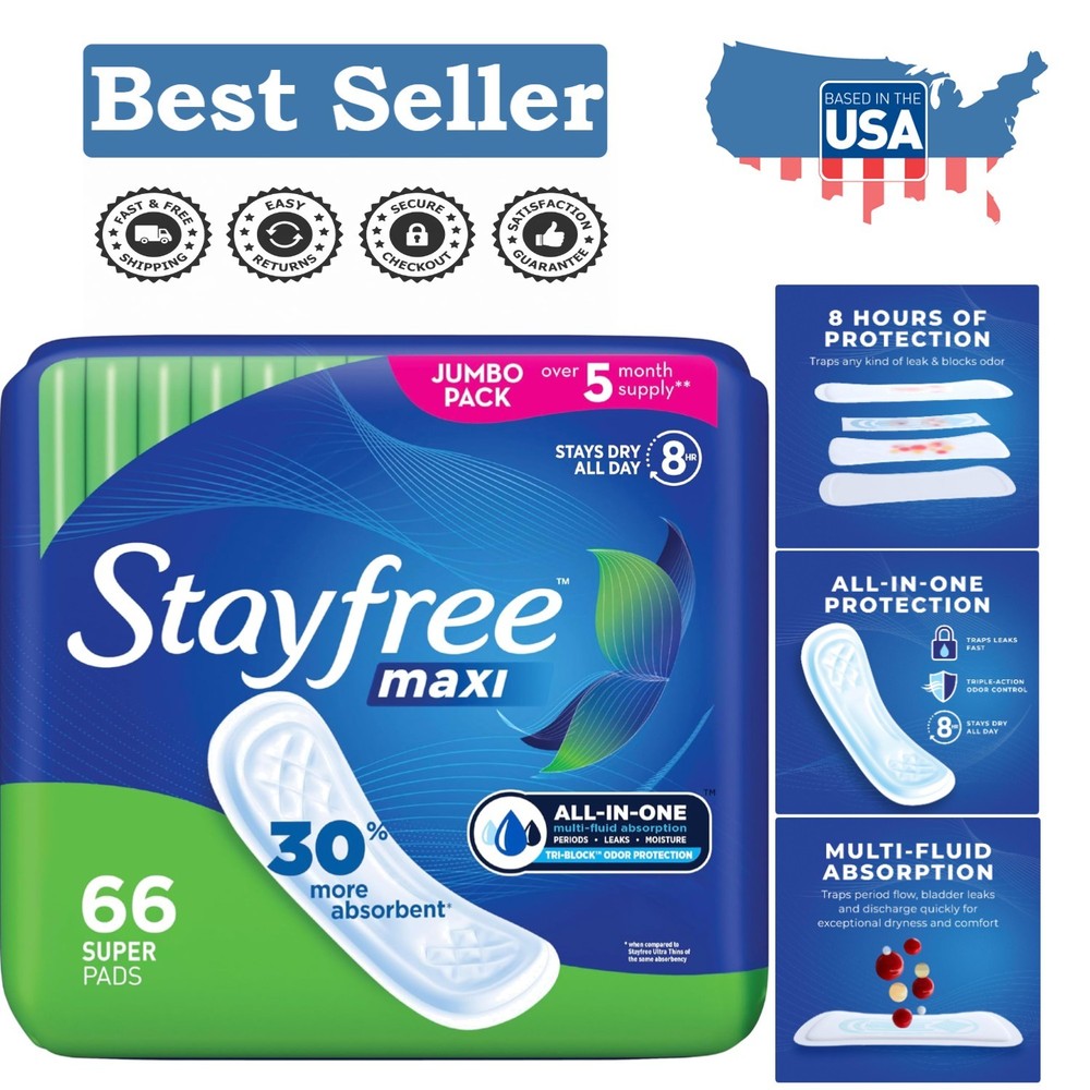 Maxi Pads for Women – Super Absorbency, 66 Count – Ultimate Comfort & Protection