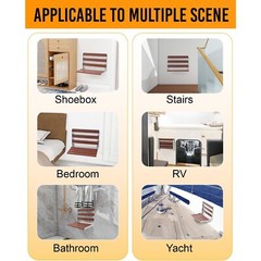 Foldable Wall-Mounted Shower Seat 20″ Red-Brown Wood Stainless Steel Frame