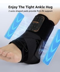 WHCOOL Slim-Fit Ankle Brace, Auto-Shaped Support Pads, Air Fabric, M (12″-13″)