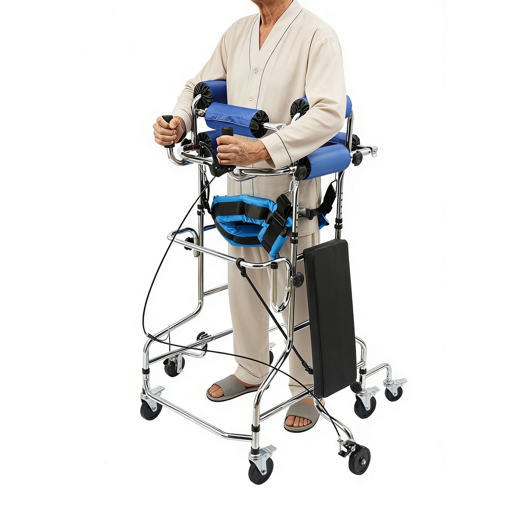 Adult Standing Walker, 8-Wheels Walking Aid with Adjustable Height and Width