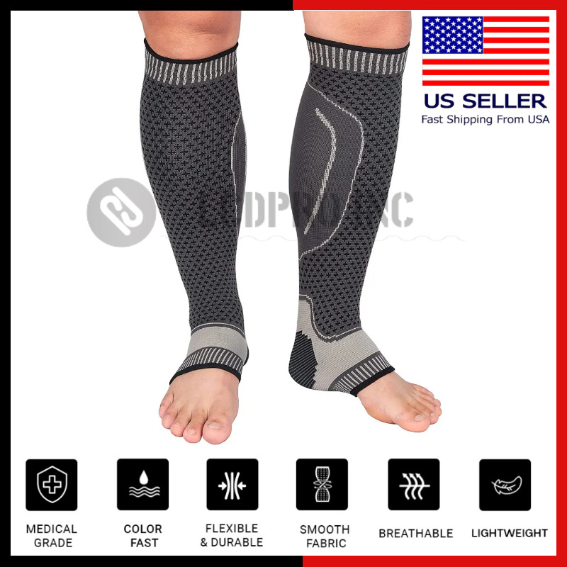 Calf Compression Sleeve Ankle Brace Leg Support Socks Foot Fasciitis Pain Relief