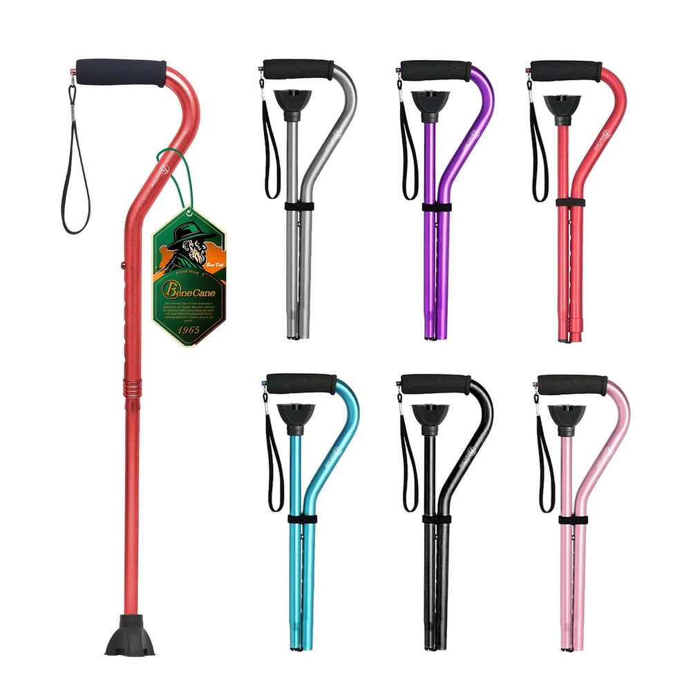 BeneCane Walking Cane for Men & Women Adjustable with Offset 6 Size, Red