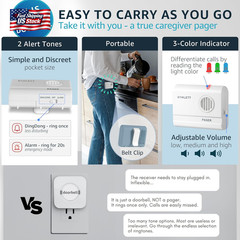 Caregiver Pager Wireless Call Buttons for Elderly Monitoring SOS Alert System Po