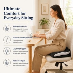 Memory Foam Seat Cushion for Office Chair & Wheelchair – Tailbone Pain Relief, B