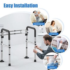 Upgraded Toilet Safety Rails 380LBS, Stainless Steel Toilet Rail Frame, Adjus…