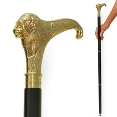 1 PCS Walking Cane Brass Lion Handle 38.5 Inch Decorative Wooden Stylish
