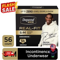 Depend Real Fit Incontinence Underwear for Men, Adult Diapers, S/M, Grey, 56