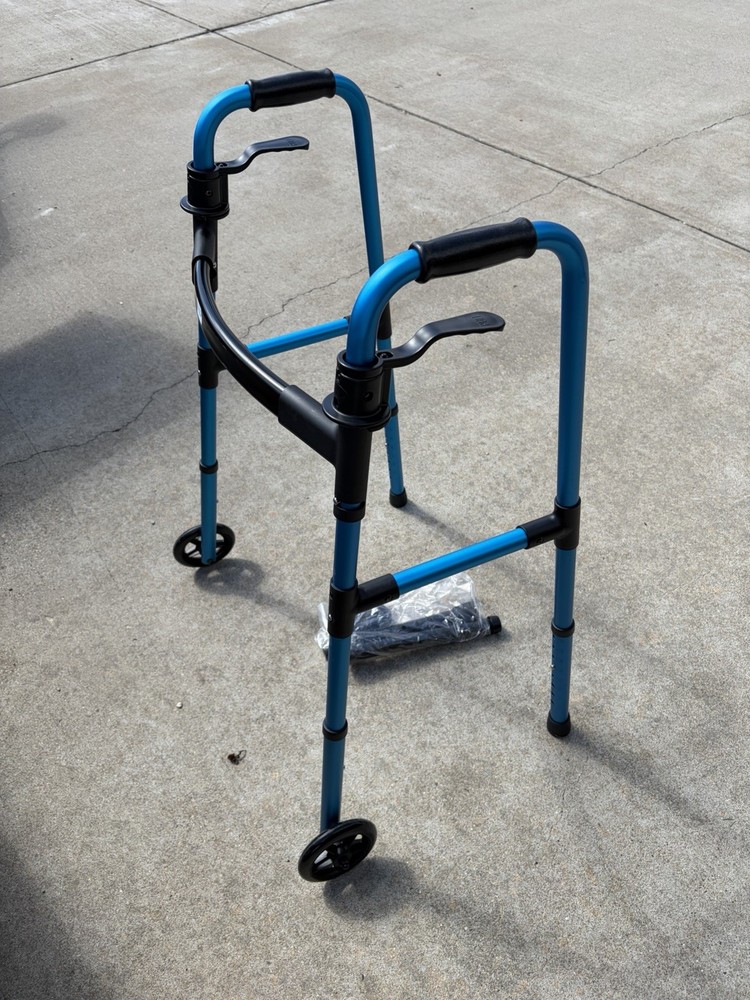 LOYODA Blue Adjustable Height Foldable Lightweight 2-Wheel Walking Frame