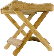 Bamboo Folding Step Stool 12″ Shower Bench, Spa Seat, Foot Rest, Portable Chair