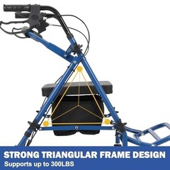 Rollator Walker for Seniors with Seat 3 in 1 Transport Wheelchair Medical Walker