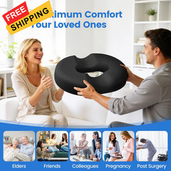 DailyCuddles Donut Pillow for Tailbone Pain, Hemorrhoids – Large, Black