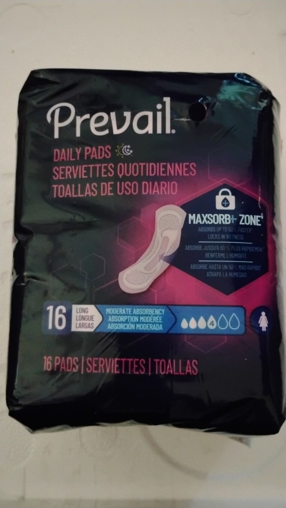 Prevail Women’s Incontinence Pads MaxSorb+ Zone Moderate Long 16 Count