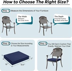 Basic Beyond Outdoor Chair Cushions for 18.5″x16″x3″(Pack of 4), 01 – Navy