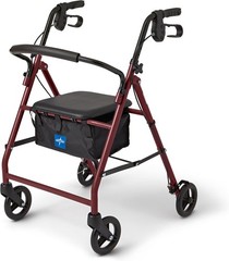 Aluminum Rollator Walker W/ Seat Blue 250 lb. Weight Capacity Lightweight 6”