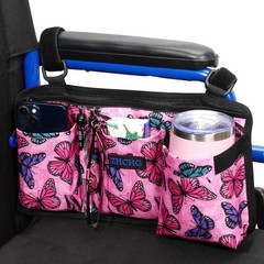 ZHCHG Wheelchair Side Bag with Cup Holder – Purple Storage Bag