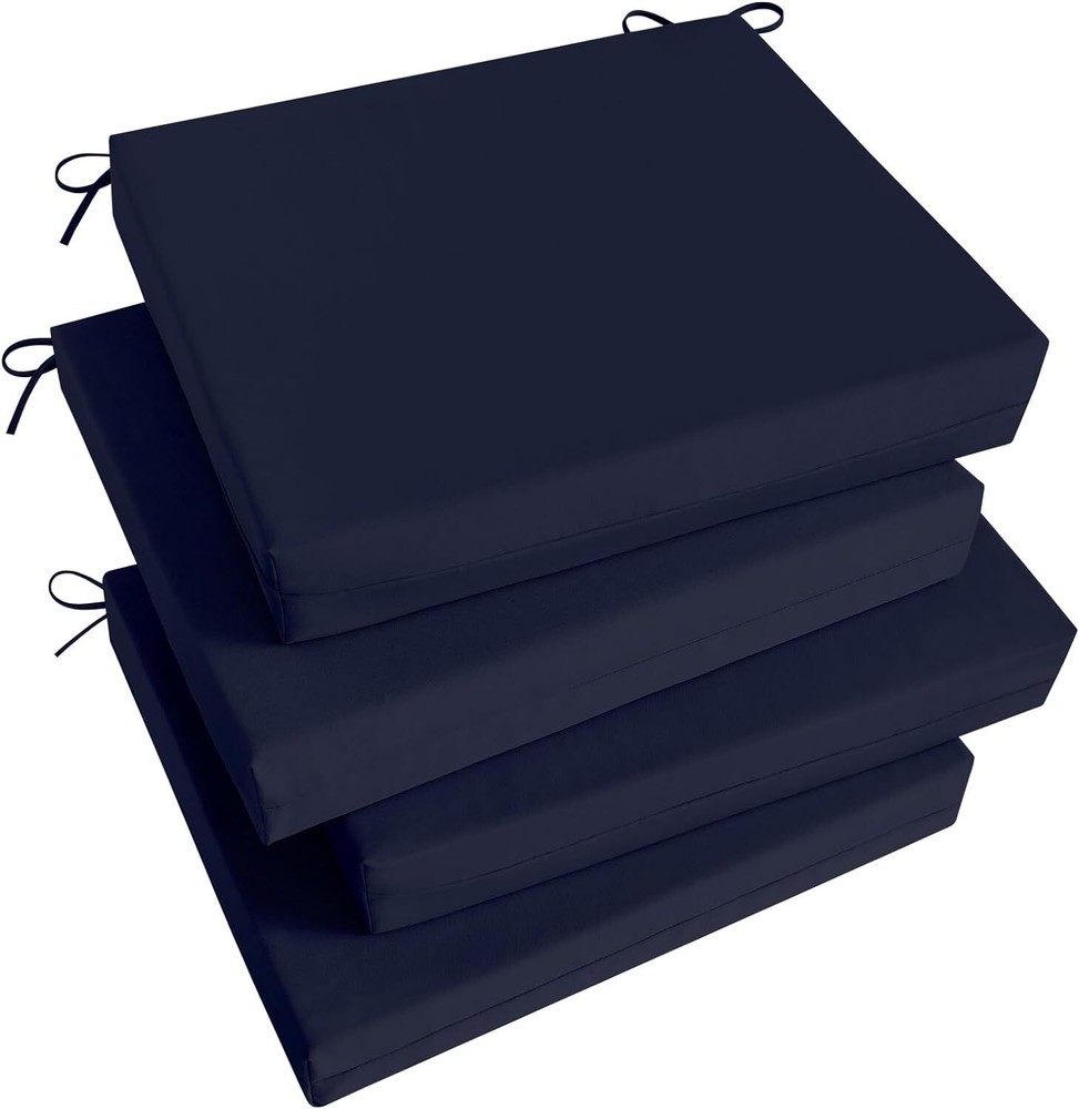 Basic Beyond Outdoor Chair Cushions for 18.5″x16″x3″(Pack of 4), 01 – Navy