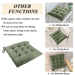 FlyGulls Rocking Chair Cushions Indoor Velvet Pads 2 Pieces Set, Green