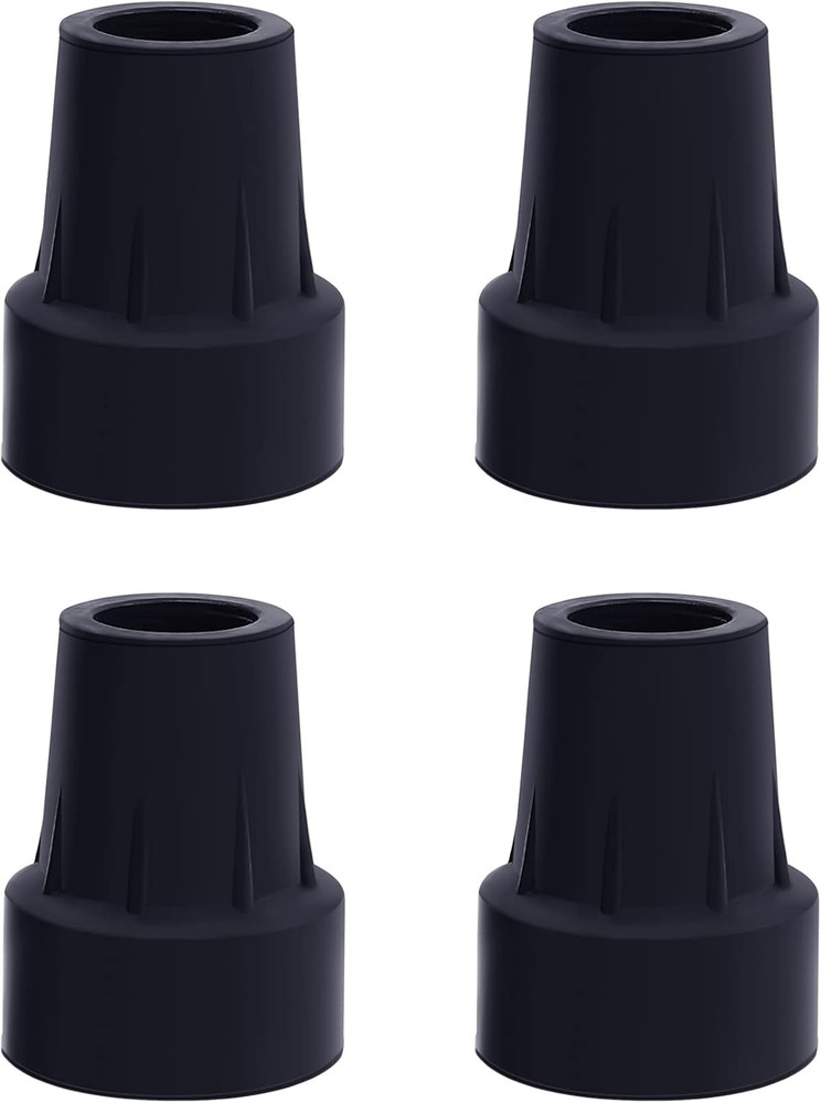 3/4 Inch Cane Tips Heavy Duty Rubber Replacement Pack Black, Non Slip, Durable