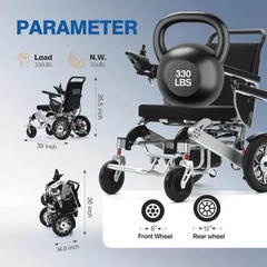 Lightweight Foldable Electric Wheelchair 360° Joystick All Terrain Power Chair