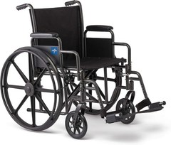 Medline Comfortable Folding Wheelchair w/ Swing-Back Desk-Length Arms