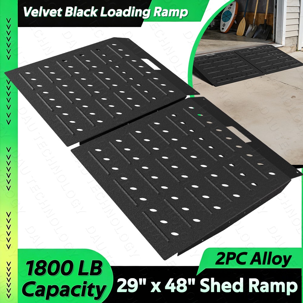 29″ x 48″ Shed Ramp for Riding Mower 1800LB Anti-Slip Punch Plate Ramp 2PC Alloy