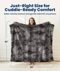 Soft & Comfortable Gray Faux Fur Throw Blanket for Couch – (50″x65″) Minky & Flu