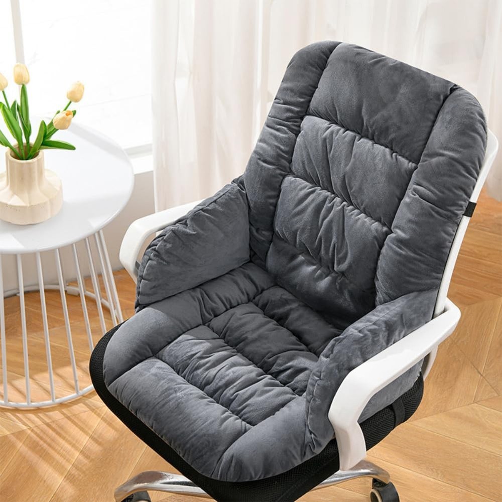 Desk Chair Cushion Office Chair Pad with High Back Support Seat Dark Grey