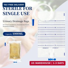 10 Pack Urinary Drainage Bags 1000ML Catheter Bags with Anti-Reflux Valve | Cath