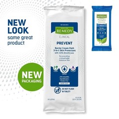 Clinical 3-in-1 Barrier Cream Cloth, 8 count (1 Pack), 8 x 8 in Adult Wet