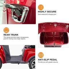Heavy Duty 4-Wheel Mobility Scooters for Seniors 37 Miles 3-Speeds 500W 500lbs